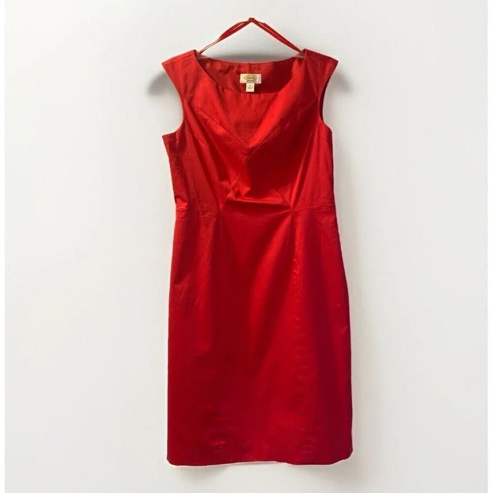 Talbots NWT Dress Womens 10 Petite Sheath Red Sleeveless Party, Career  Zip Up
